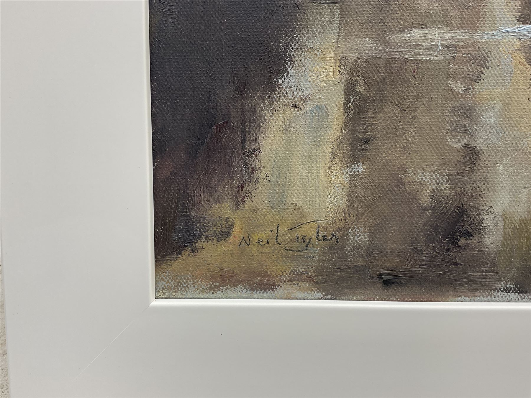 Neil Tyler (British 1945-): 'Elvet Bridge Durham', oil on canvas signed, titled verso 49cm x 69cm