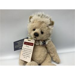 Nine Charlie Bears, comprising three limited edition examples, Fauna SJ6017, designed by Isabelle Lee, 105/240, Little Miss Muffet CB205252O, 648/1000, and Romano CB202020, 405/600, plus Roulade CB202047, Clawdia CB171796, Annabelle CB171782, and Seek CB161691, each designed by Isabelle Lee, and Scrambles CB185194, and Baabahrah CB205251O, all with tags 