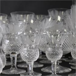 Edinburgh Crystal Thistle pattern suite of glass for ten, comprising champagne, white wine, red wine, brandy balloons, sherry, port and tumblers 