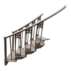 Architectural Salvage - 19th century oak five tread pulpit staircase of curved design with spiral carved pillars and pierced side panels with various additional matching pieces
Note: Removed in the 19th century from the church in the grounds of a private Yorkshire estate 
Provenance: property of a Nobleman