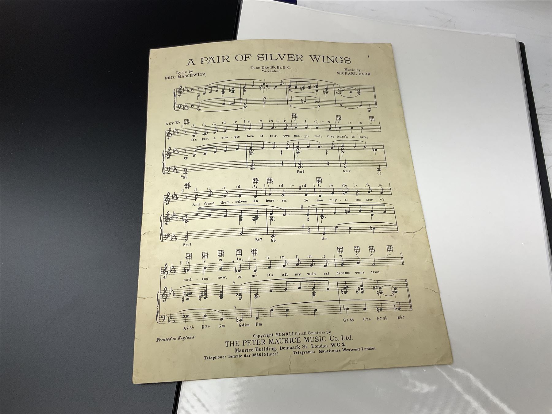 Two albums of Victorian and later sheet music, many with attractive illustrated coloured covers, to include some war and air force related examples to include The Frost Polka, Milk to my Tea, Tour Songs of the Air Service, Silver Wings in the Moonlight, etc, some facsimile