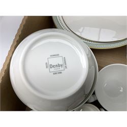 Minton Haddon hall pattern tea and dinnerwares, to include milk jug, four cups and saucers and two dessert plates, together with Royal Doulton Berkshire pattern and Denby tea and dinnerwares, in two boxes 