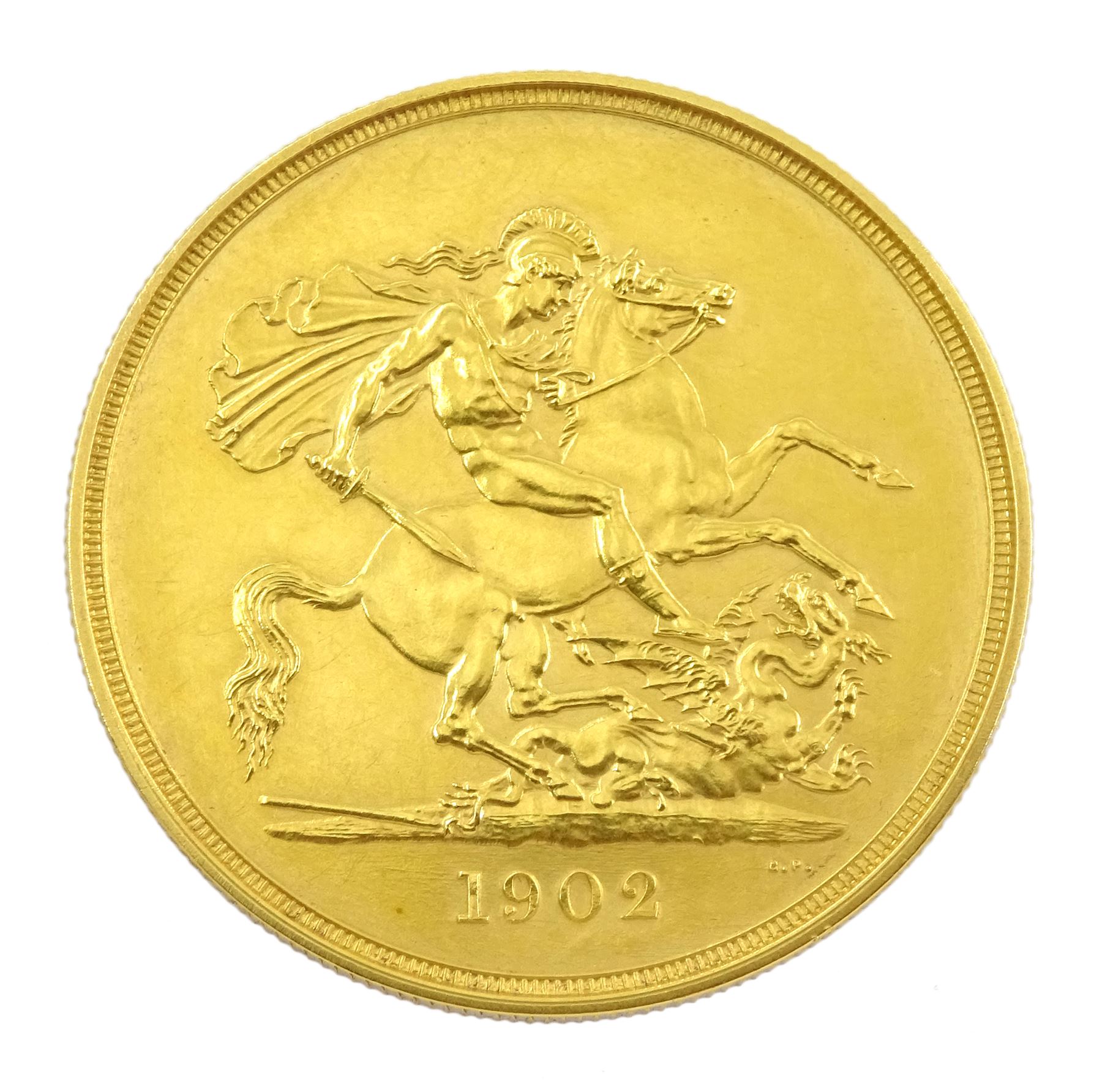 King Edward VII 1902 matt proof long coin set, comprising gold half sovereign, sovereign, two pounds and five pounds, silver maundy money set, sixpence, shilling, florin, halfcrown and crown, housed in the official dated case of issue