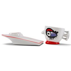 Otmar Alt (German 1940-) for Rosenthal Studio Line - 'Bird on the Roof' sculpture and 'Artist's Mug no. 1' teacup and saucer set, both porcelain max H13cm (2)