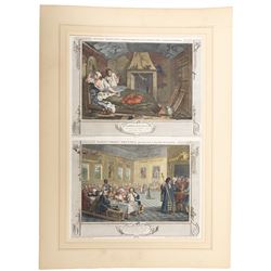 After William Hogarth (British 1697-1764): 'Industry and Idleness' series, complete set of twelve hand-coloured etchings individually titled and dated on the plate 1747, max 53cm x 35cm (7) (unframed)