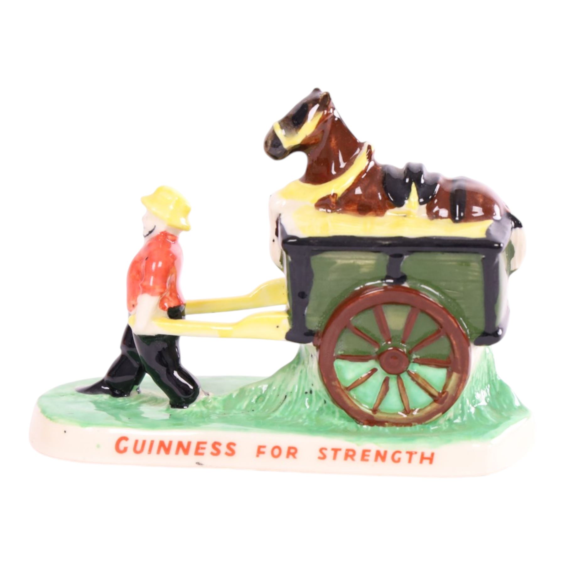 Guinness advertising by Carlton Ware, comprising Guinness for Strength man pulling a cart, My Goodness - My Guinness Ostridge  and Guinness for Strength Kangaroo 