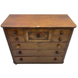 Early 19th century mahogany chest, fitted with seven drawers, centre deep drawer, rounded rope twist corners 