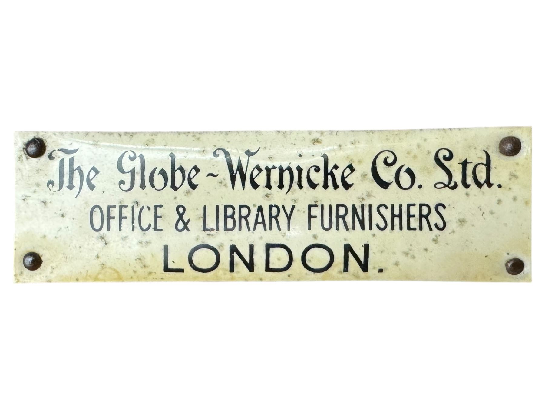 Globe Wernicke - stacking sectional library bookcase, over four glazed up-and-over doors, each bearing original makers mark, on moulded plinth base with inbuilt drawer