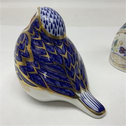 Two Royal Crown Derby paperweights, comprising Kingfisher, 2010 edition with gold stopper and Robin, with gold stopper