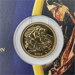 Queen Elizabeth II 2006 gold half sovereign coin, on card