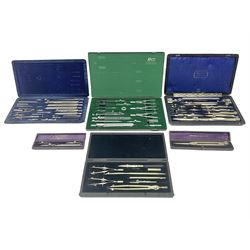 J Halden & Co cased drawing set, togethe
