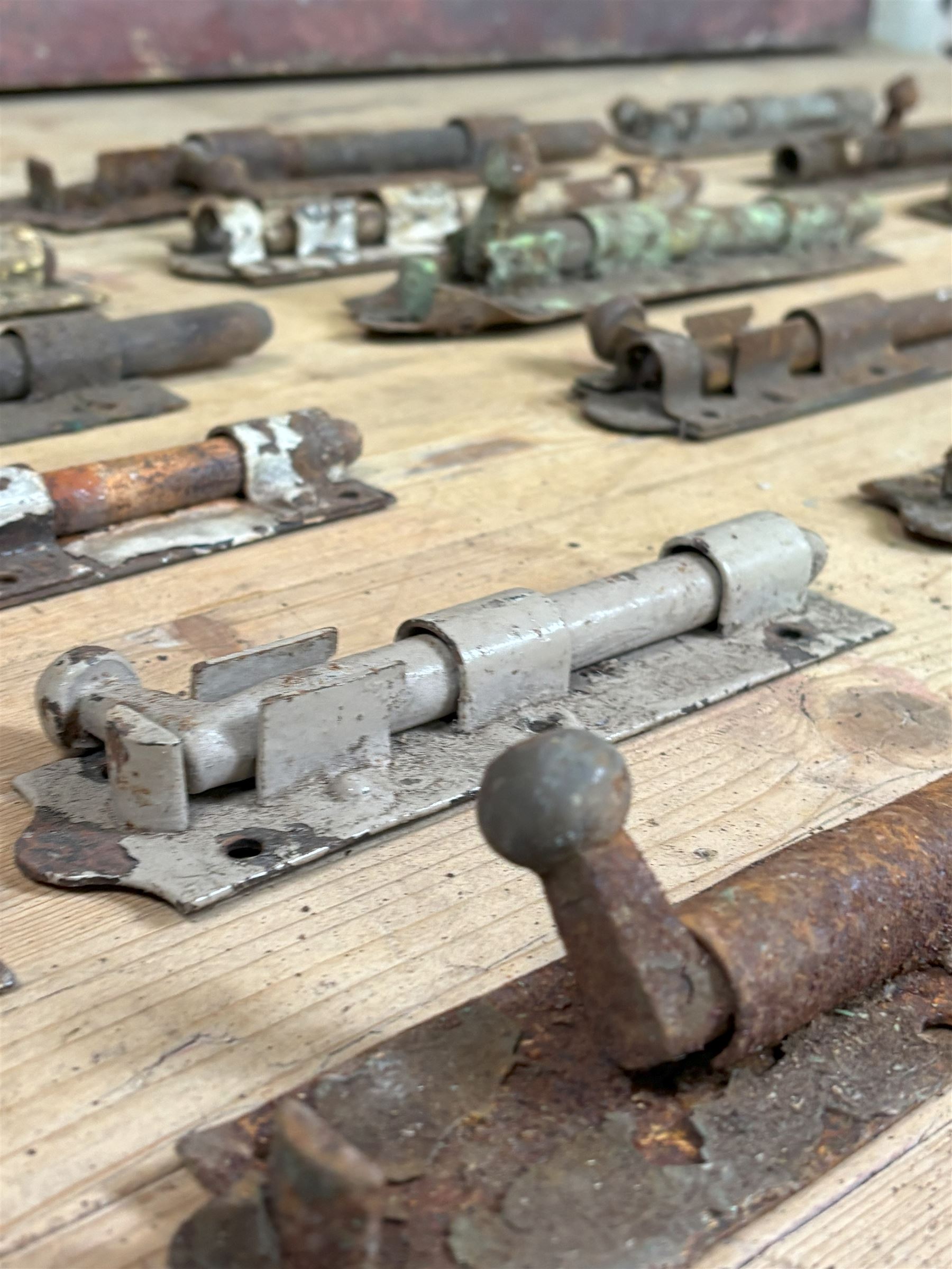 Collection of antique iron deadbolts.  - COLLECTION BY APPOINTMENT FROM: The White House, Thirsk Road, Easingwold, York, YO61 3NF - CALL 01723 507111 TO ARRANGE