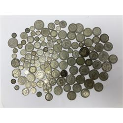 Approximately 760 grams of Great British pre 1947 silver coins, including halfcrowns, florins, shillings, sixpences and threepence pieces