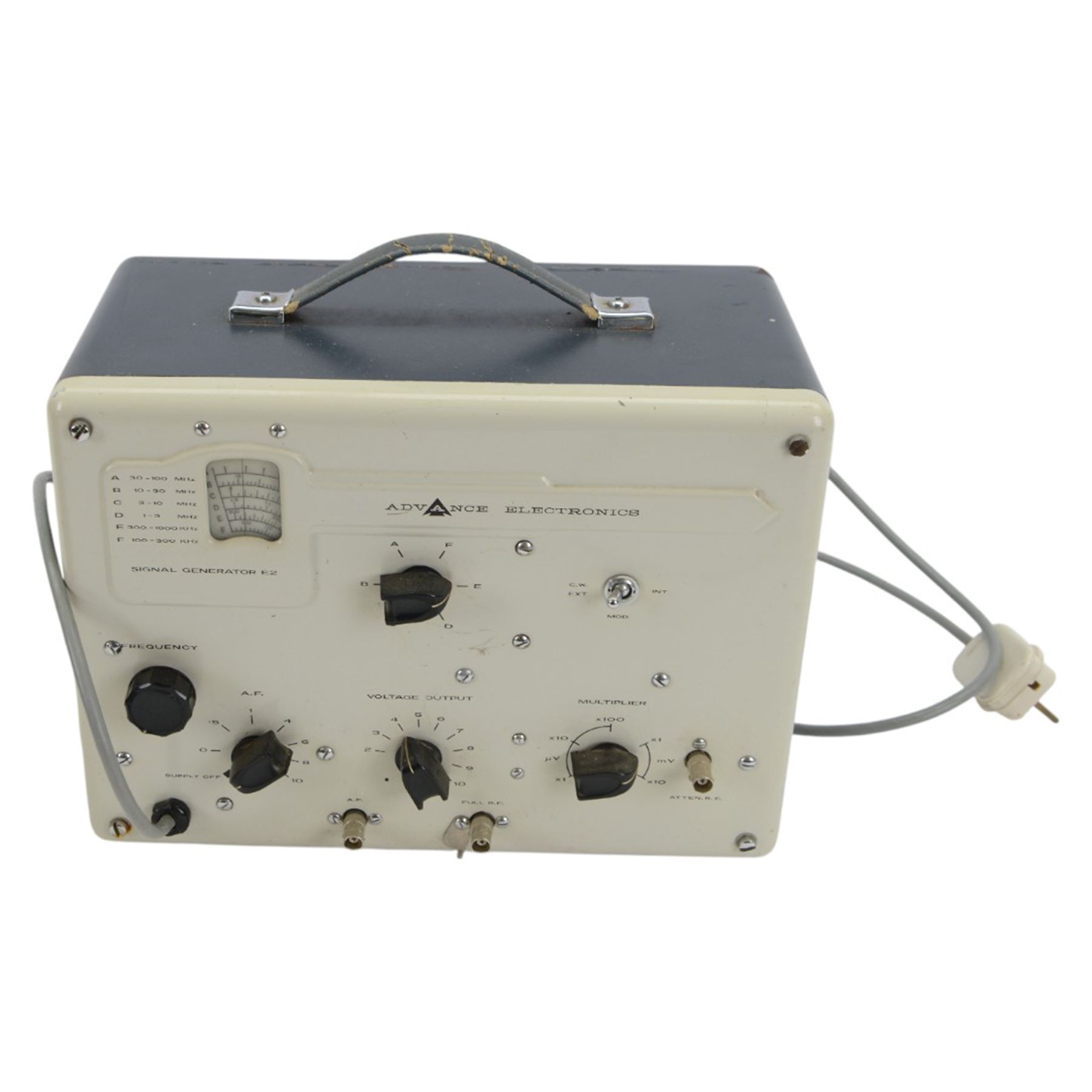Advance Electronics Ltd Signal Generator E2 serial no. 10457, together with a Telequipment Serviscope no. S32A, Clare V152 Series II Electrical Safety Tester, Clare V185 Series II Extension Lead Tester and a W.G. Pye & Co. Ltd Portable Wheatstone Bridge