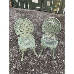 A pair of green painted aluminium garden chairs - THIS LOT IS TO BE COLLECTED BY APPOINTMENT FROM DUGGLEBY STORAGE, GREAT HILL, EASTFIELD, SCARBOROUGH, YO11 3TX
