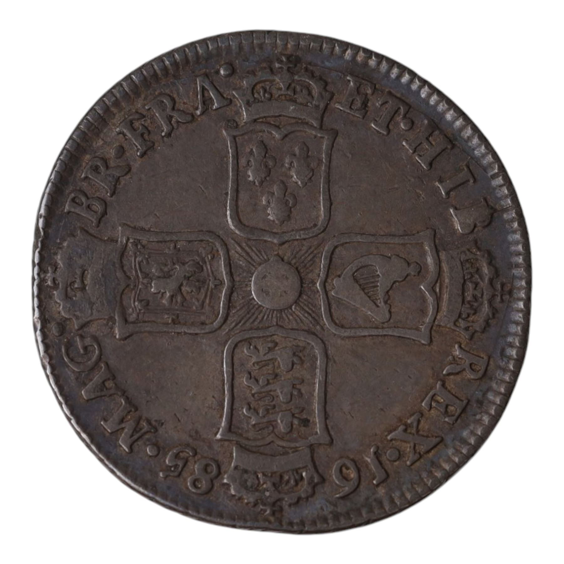 James II 1685 silver one shilling coin