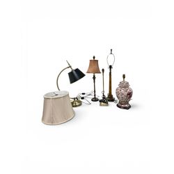 Five table lamps, largest H78cm 