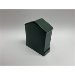 Hornsea emerald green Westclox Warwick ceramic mantel clock with battery operated movement, H15cm
