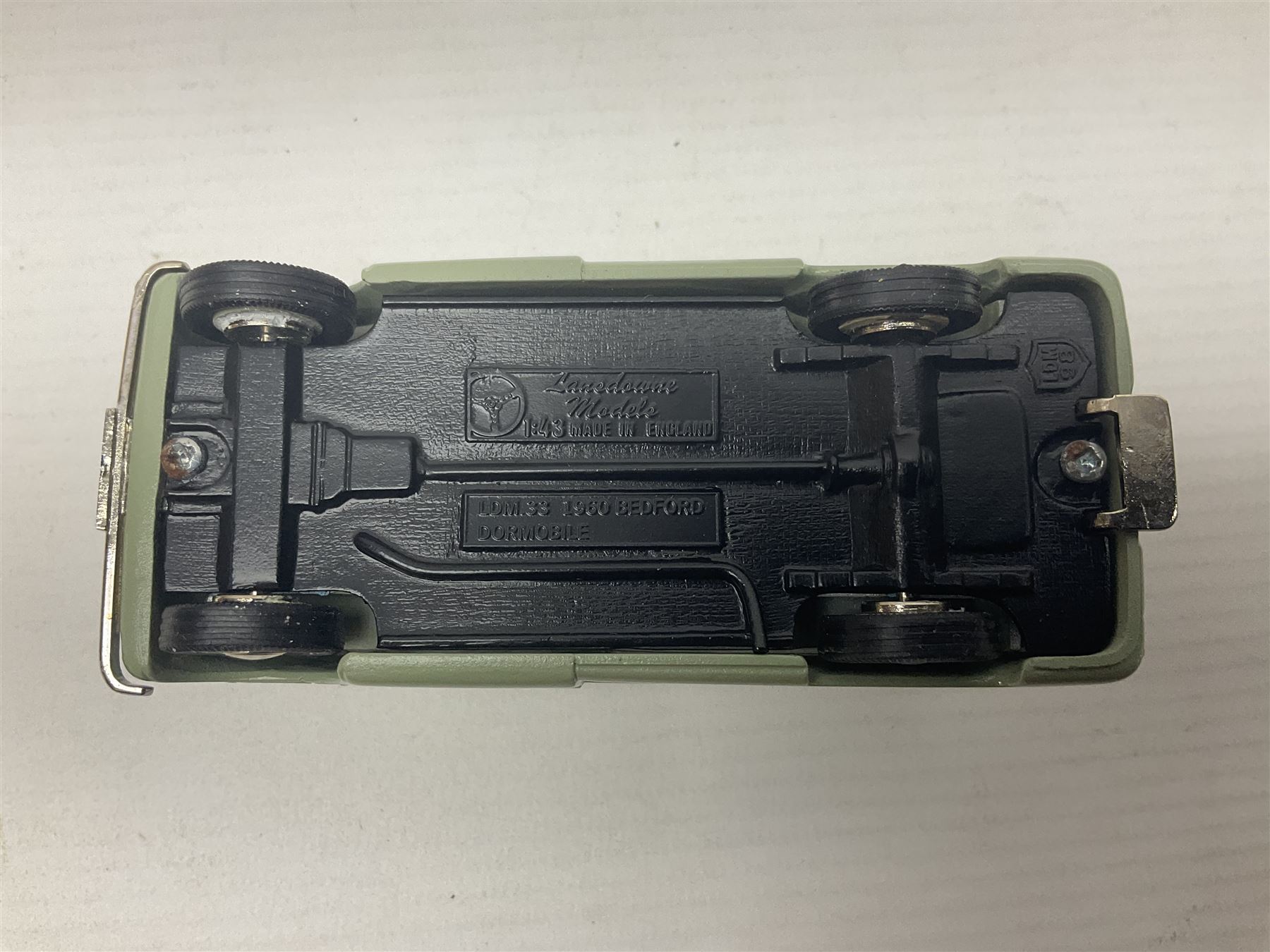 Three Lansdowne Models 1:43 scale models - 1956 Willerby Vogue Caravan; 1960 Bedford Dormobile Romany De-Luxe in green and white; and 1972 Vauxhall VX4/90 (Sapphire Starmist-met); all boxed (3)