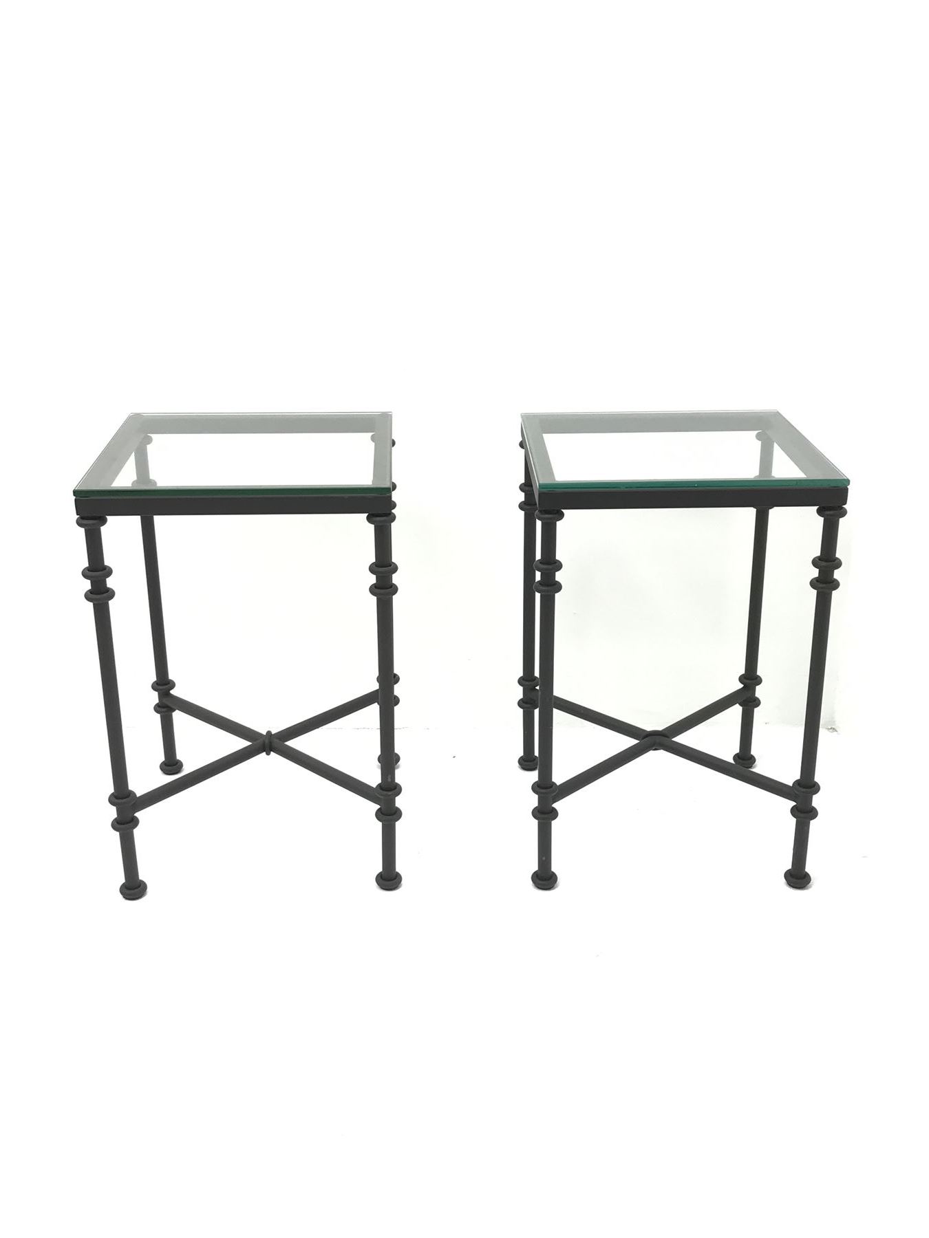 Oka  Furniture - 'Pompidou' pair metal and glass lamp tables
