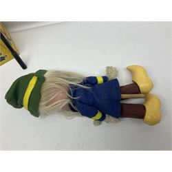 Two Pelham Puppets - The Magic Roundabout Mr. Rusty pole puppet with wool hands and blue  coat dated 1963; boxed; and Type SL Disney Donald Duck; unboxed (2)