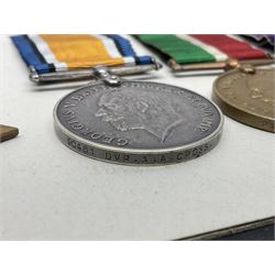 Representative display of five WWI Campaign Stars and Medals to different recipients comprising 1914 'Mons' Star to 13800 Gnr. R. Pexman R.F.A.; 1914-15 Star to TS822 F. Bage T.R. R.N.R.; British War Medal to 90461 Dvr. A.A. Cross R.A.; Mercantile Marine Medal to Patrick J. Magrath; and Victory Medal to 2657 Cpl. W.R. Kenny Norf. Yeo.; all with ribbons (5)