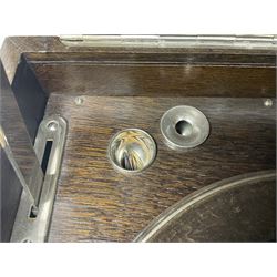 Columbia Grafonola tabletop hornless gramophone, with detachable winding handle, together with a collection of records 