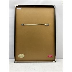 Yves Billet (Belgian 1934-1991): Surrealist Hawk and Butterflies, gouache signed 75cm x 53cm