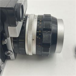 Nikon F Photomic NKJ camera body, marked 'US Dept of Defense ... U.S.A.F DA Nang, serial no. 6561811, with 'Nippon Kogaku NIKKOR-P Auto 1:2.5 f=105mm' lens, serial no. 212154