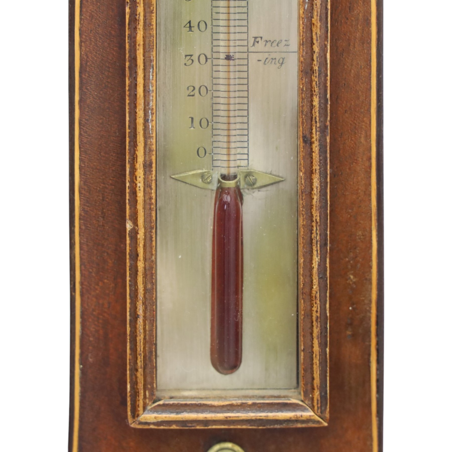 Jerome Vassalli of Scarborough - 19th century mahogany wheel barometer, the swan neck pediment above a hygrometer, thermometer, convex mirror and silvered barometer dial, with spirit level below, H  7cm