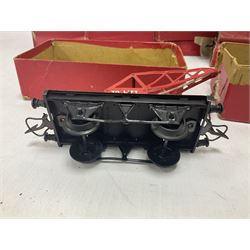 Hornby ‘0’ gauge - LNER 0-4-0 no.460 type 101 locomotive in green with key; further boxed ‘0’ gauge to include no.1 Crane Truck, no.2 single arm signals, open and closed goods wagons and cars; large quantity of track to include railway crossing, straight and curved track etc, in two boxes 