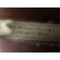 Four violins 1/8th size; half size with Nicolas Bertholini label; three-quarter size with Stradivarius copy label; and full size with Marquis De L'Air label (4)