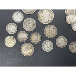 Approximately 180 grams of Great British pre 1920 silver coins, including Queen Victoria 1887 halfcrown, 1887 shilling, various threepence pieces etc