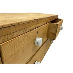 Victorian low pine chest, two short over one long drawer 