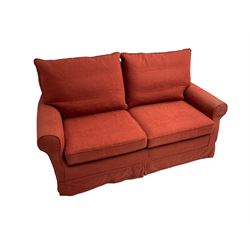 Multi-York - traditional shape two seat metal action sofa bed, upholstered in red patterned fabric