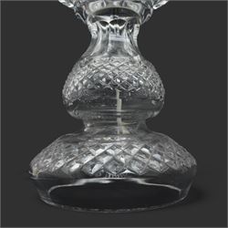 Waterford glass table lamp of baluster form with globe shade and hobnail cut decoration H47cm
