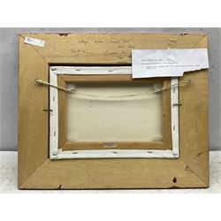 Alex McKenna (Irish 1943-): 'Cottages before Dooagh Head Achill Island', oil on canvas signed, titled verso 23cm x 32cm