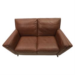 Sofology - grand two cushion three seat sofa, and matching two seater, upholstered in cocoa brown leather
Lengths: 210cm and 165cm