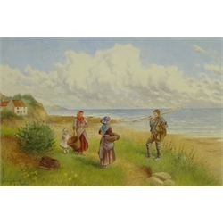  Kate E Booth (British fl.1850-1898): 'The Way by the Cliff' - Lady Palmer's Cottage Runswick Bay, watercolour signed and titled, also titled verso 34cm x 51cm  