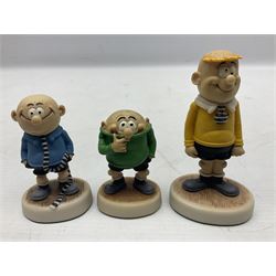 Fourteen Robert Harrop figures from the Beano Dandy collection, comprising Minnie the Minx BD04, Danny BD10, Biffo the Bear BD19, Spotty BD16, Smiffy BD09, Oops! BDS01, Little Plum BD27, Wilfrid BD15, Danny BD10, Winston BD17, 'Erbert BD14, Gnasher BD02, Beryl the Peril BD05 and Desperate Dan BD03, all with boxes