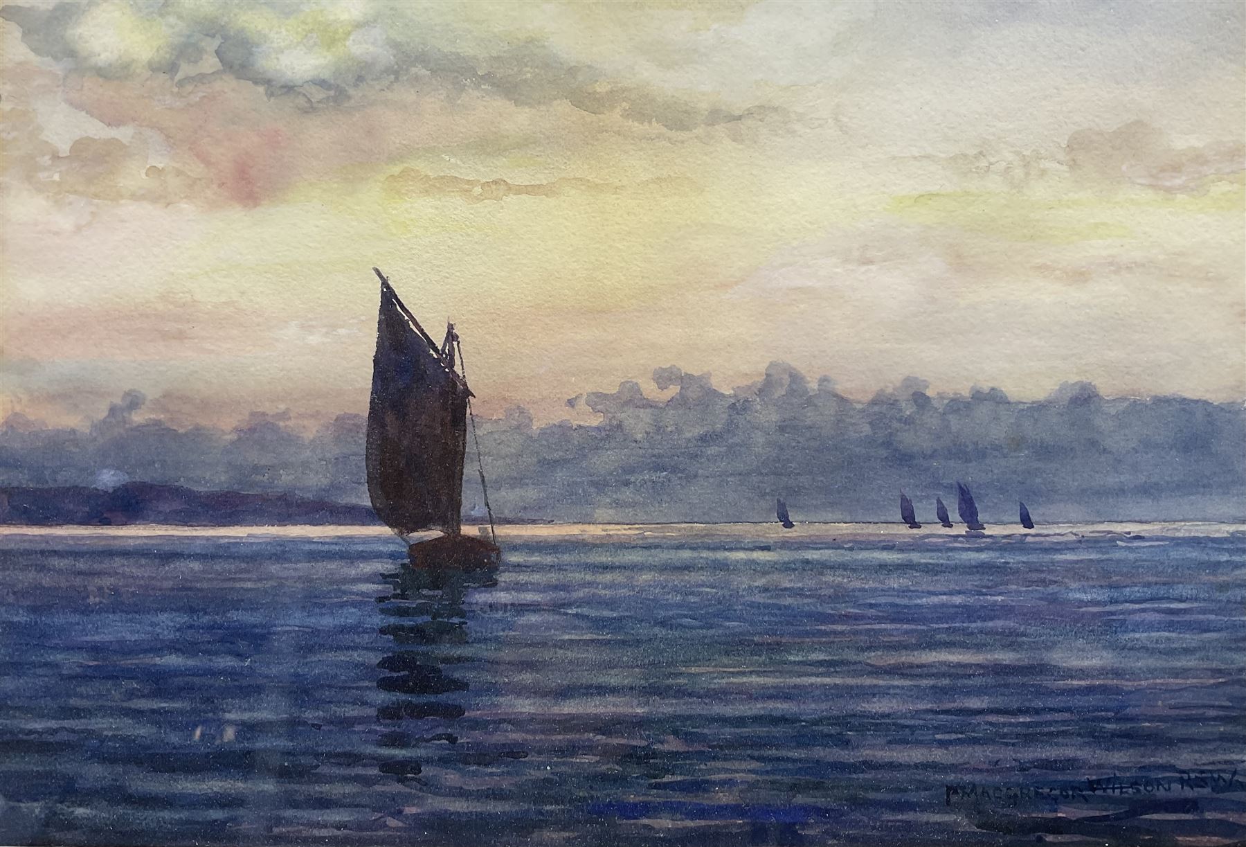 Peter MacGregor Wilson (Scottish 1856-1928): Sailing Boat Offshore, watercolour signed 23cm x 33cm 