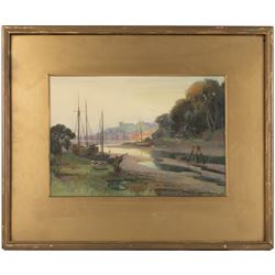 Leslie Ingram (British early 20th century): Whitby from Upstream on the Esk, watercolour signed and dated 1921, 23cm x 34cm