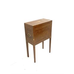 Edwardian inlaid mahogany cabinet, single hinged lid, square tapering supports