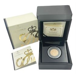 Queen Elizabeth II St Helena 2020 'King George III' gold proof full sovereign coin, cased with certificate