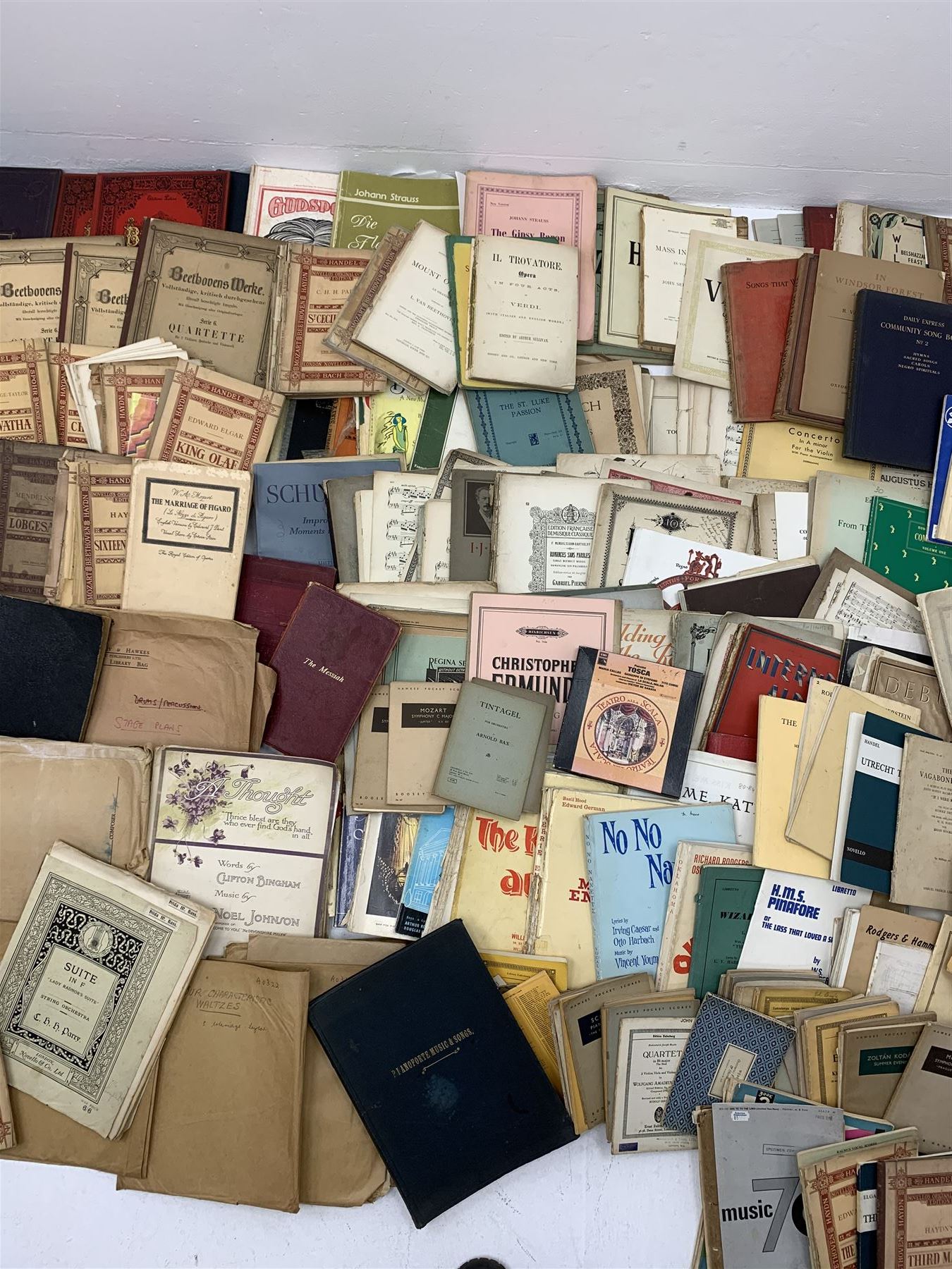 Steinway & Sons - late 19th century figured walnut upright piano, iron framed and overstrung, model no. 56174 circa. 1886, W154cm, H137cm, D70cm, together with a quantity of sheet music