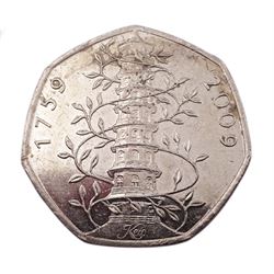 Kew Gardens 2009 fifty pence coin, from circulation