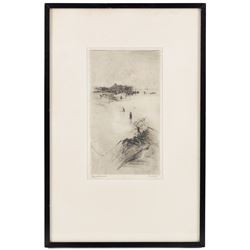 Frank Henry Mason (Staithes Group 1875-1965): 'Scarboro', drypoint etching signed and titled in pencil 22cm x 12.5cm 
