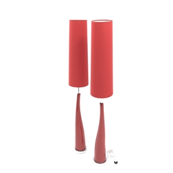 Pair contemporary red standard lamps , H84cm