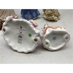 Collection of eight figures comprising Royal Doulton Loretta HN 2337 and Nina HN 2347, Coalport limited edition Emily 740/5000, Danbury Mint Jean, SBL Regal House Collection and three The Leonardo Collection examples