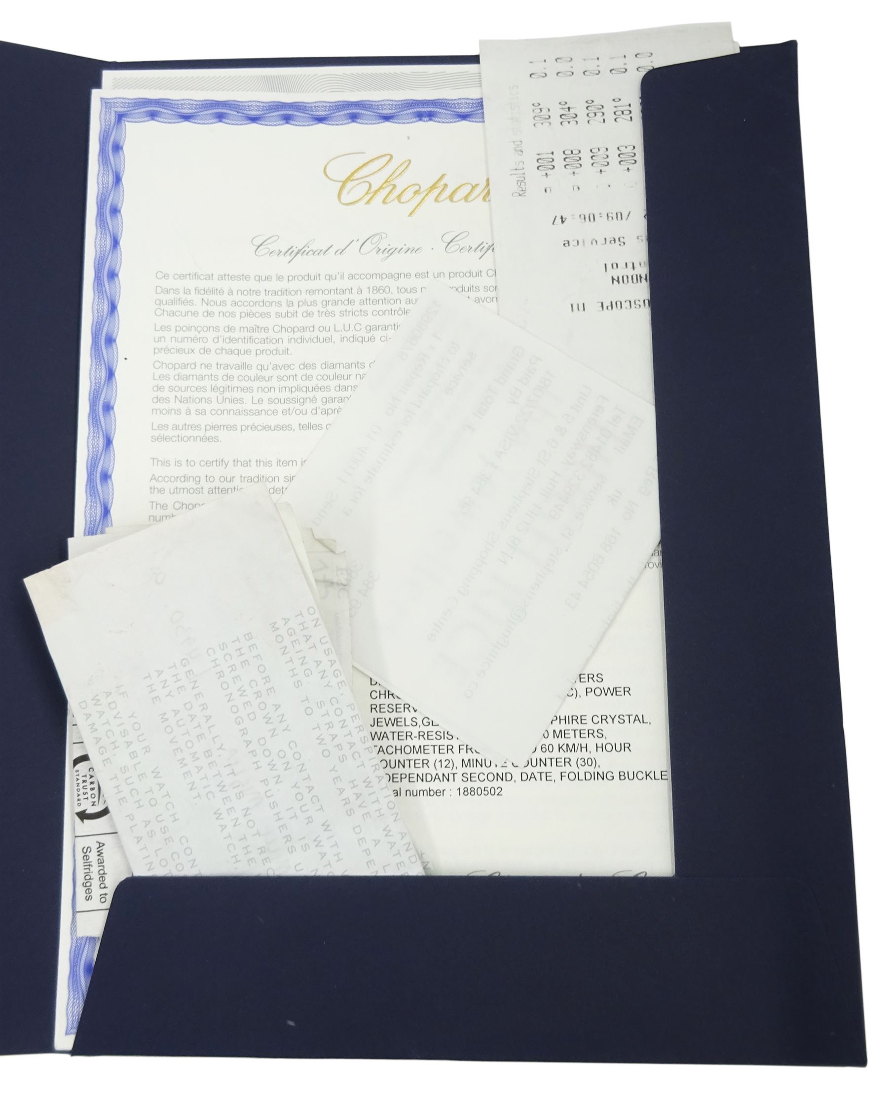 Chopard Grand Prix de Monaco Historique gentleman's stainless steel and titanium automatic chronograph wristwatch, Ref. 8570, on original black leather strap, with fold-over clasp, boxed with original receipt dated 2014 and service receipt dated 2022